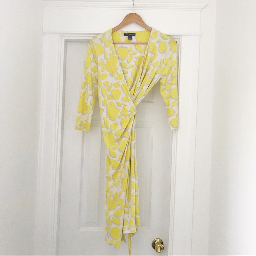 Pea In The Pod Yellow Floral Maternity Wrap Dress
